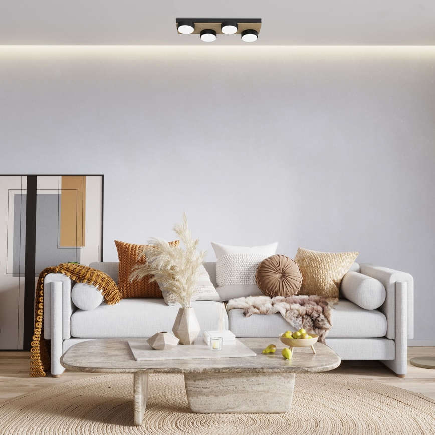 Ceiling light SEMA 4xGX53/15W/230V black/brown/oak