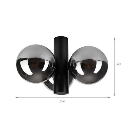 Ceiling light SFERIO 3xE14/5W/230V black/smoked black