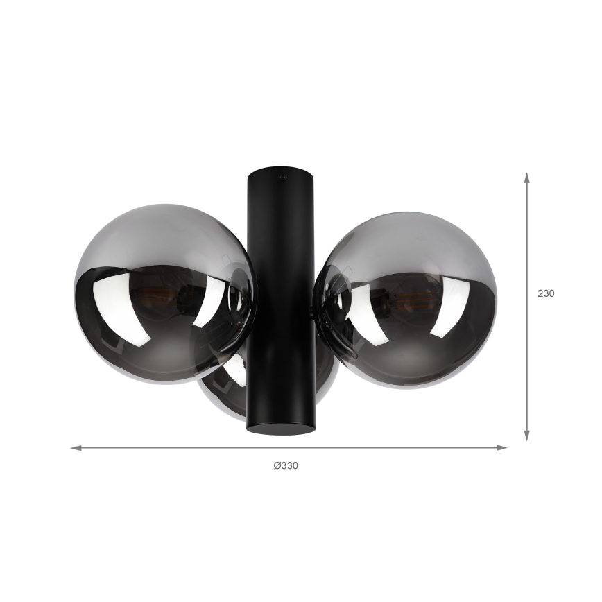 Ceiling light SFERIO 3xE14/5W/230V black/smoked black