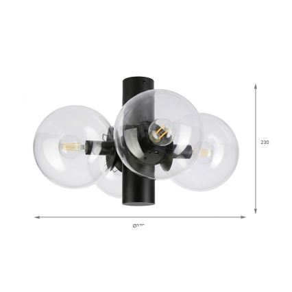 Ceiling light SFERIO 4xE14/5W/230V black/clear