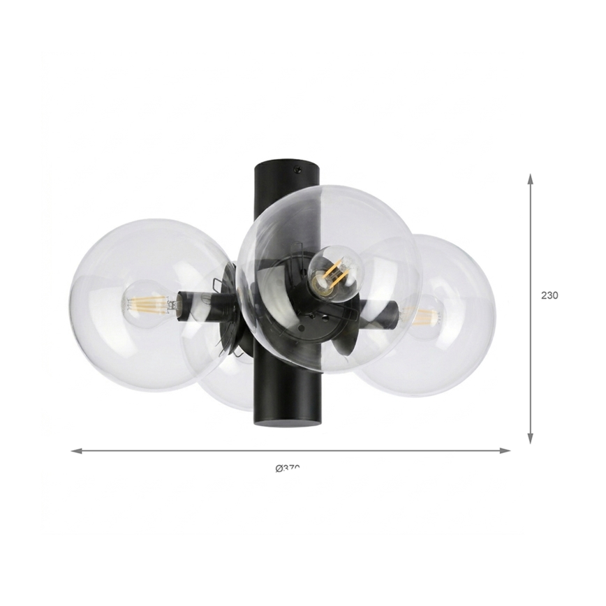 Ceiling light SFERIO 4xE14/5W/230V black/clear