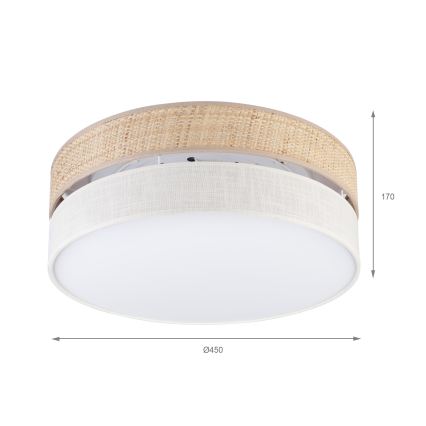 Ceiling light SIRJA BOHO 2xE27/15W/230V Ø 45 cm beige/cream