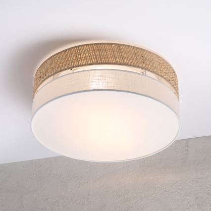 Ceiling light SIRJA BOHO 2xE27/15W/230V, Ø 45 cm, beige/white
