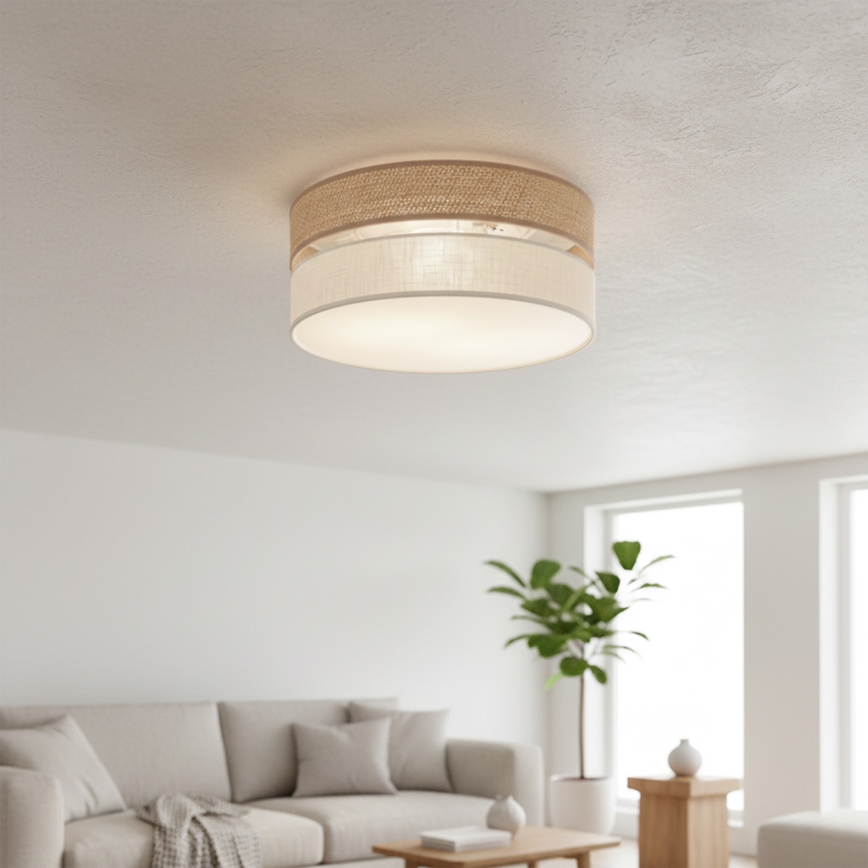 Ceiling light SIRJA DOUBLE BOHO 2xE14/15W/230V Ø 35 cm beige/cream