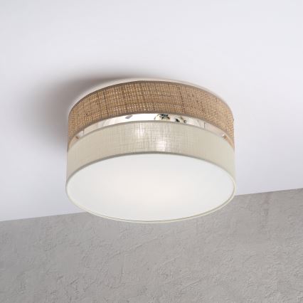 Ceiling light SIRJA DOUBLE BOHO 2xE14/15W/230V Ø 35 cm beige/cream