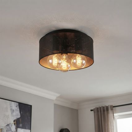 Ceiling light SIRJA PLISADO 3xE27/15W/230V dia. 35 cm black/gold