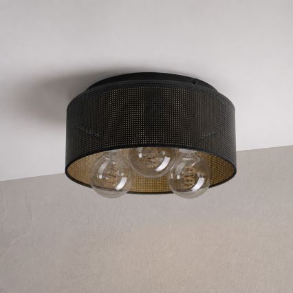 Ceiling light SIRJA PLISADO 3xE27/15W/230V dia. 35 cm black/gold