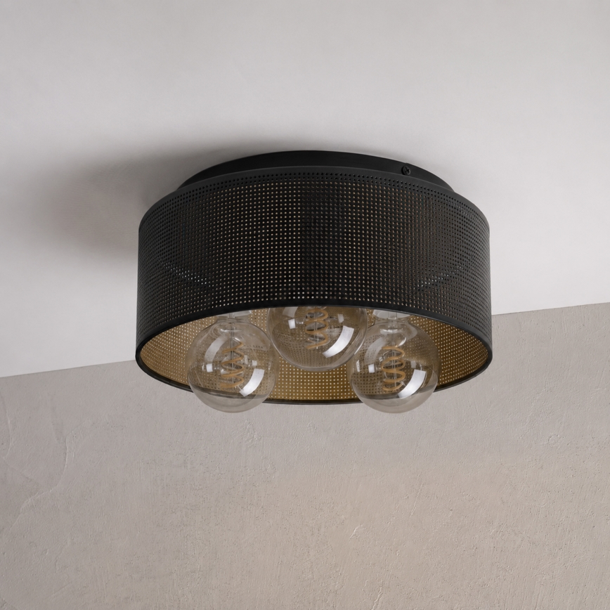 Ceiling light SIRJA PLISADO 3xE27/15W/230V dia. 35 cm black/gold
