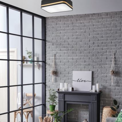 Ceiling light SIRJA SQUARE STRIPE 2xE27/15W/230V black/gold