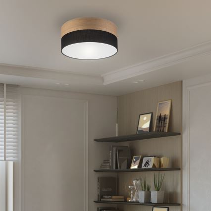 Ceiling light SIRJA WOOD 1xE27/15W/230V d. 35 cm black/oak