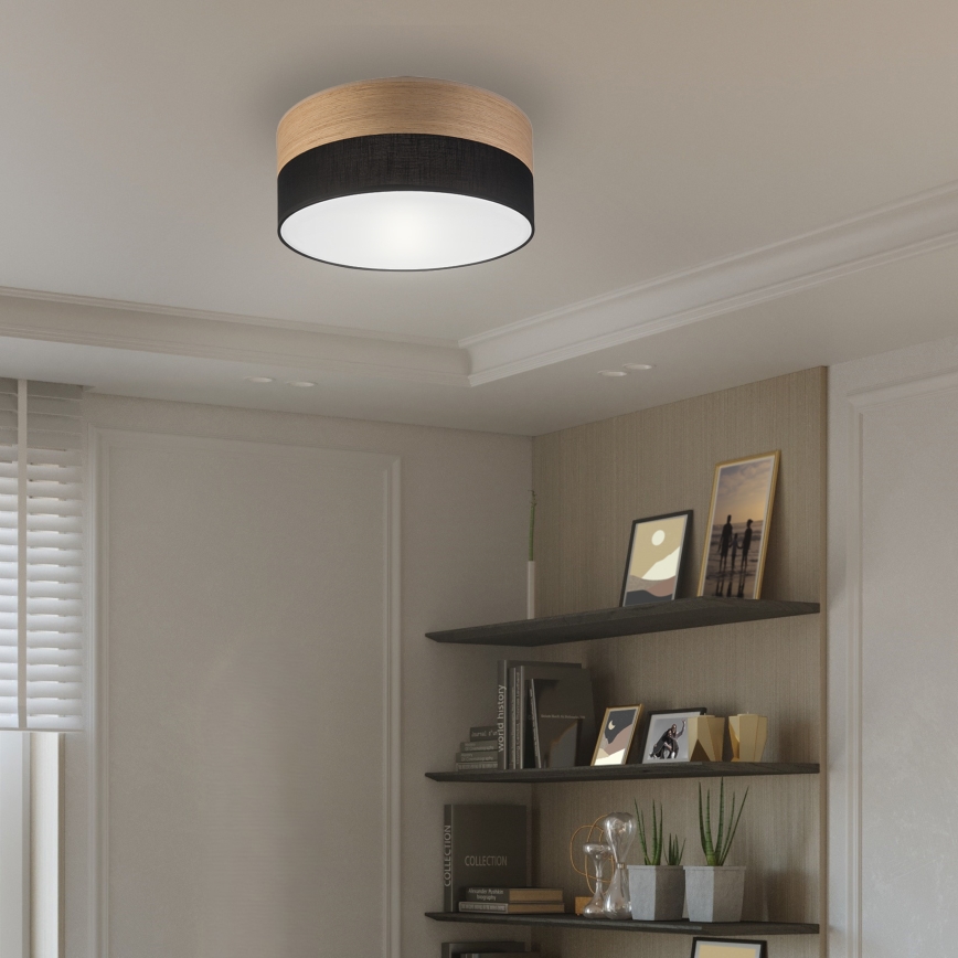 Ceiling light SIRJA WOOD 1xE27/15W/230V d. 35 cm black/oak
