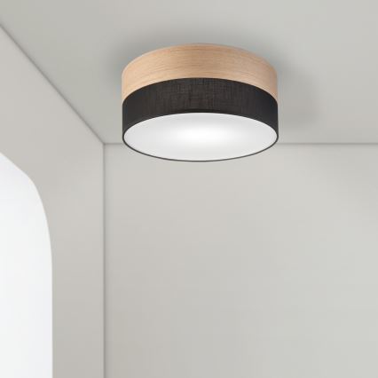 Ceiling light SIRJA WOOD 1xE27/15W/230V d. 35 cm black/oak