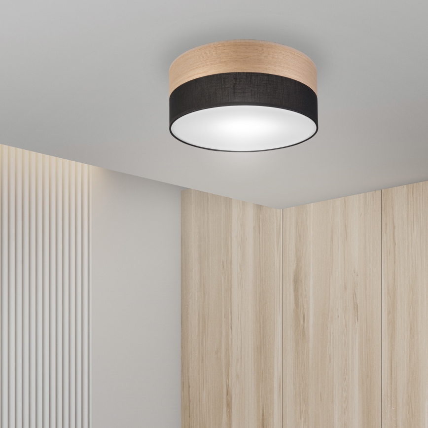 Ceiling light SIRJA WOOD 1xE27/15W/230V d. 35 cm black/oak