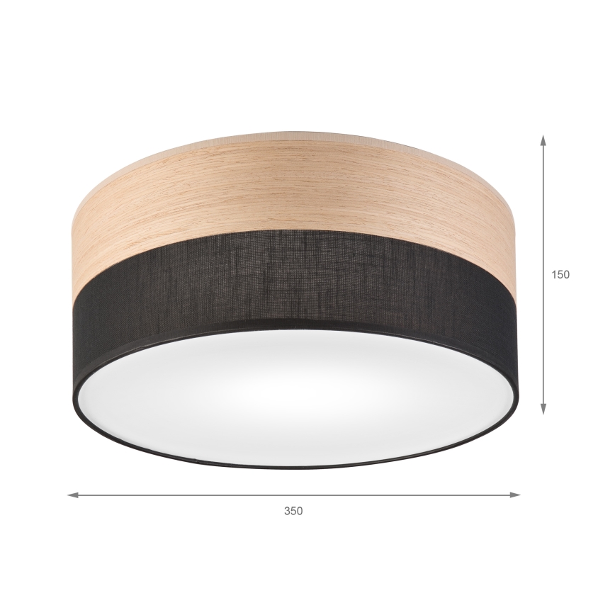 Ceiling light SIRJA WOOD 1xE27/15W/230V d. 35 cm black/oak