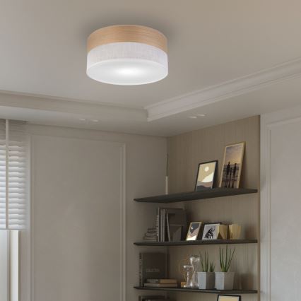 Ceiling light SIRJA WOOD 1xE27/15W/230V d. 35 cm white/oak
