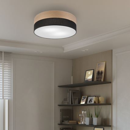 Ceiling light SIRJA WOOD 2xE27/15W/230V d. 45 cm black/oak
