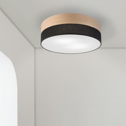 Ceiling light SIRJA WOOD 2xE27/15W/230V d. 45 cm black/oak