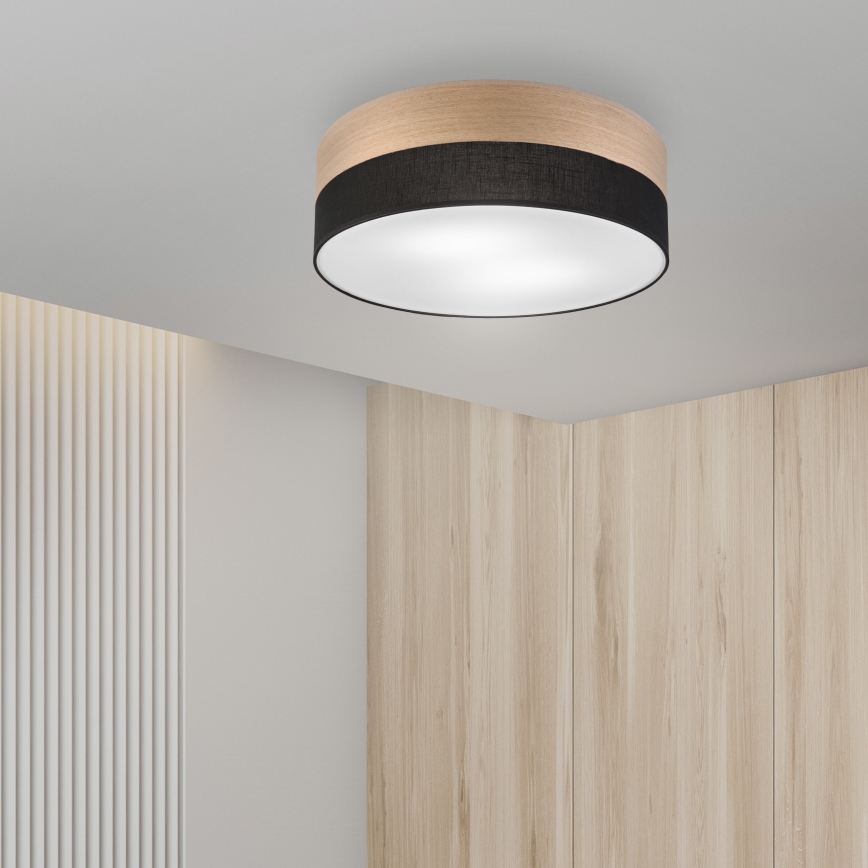 Ceiling light SIRJA WOOD 2xE27/15W/230V d. 45 cm black/oak