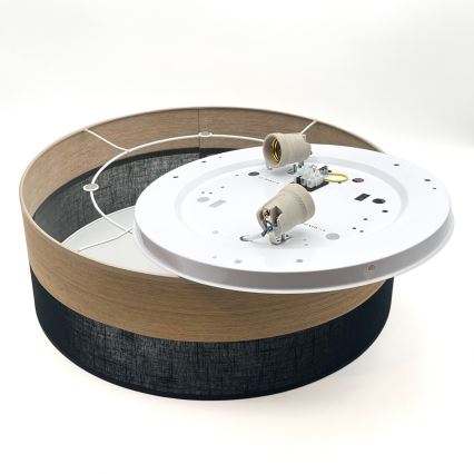 Ceiling light SIRJA WOOD 2xE27/15W/230V d. 45 cm black/oak
