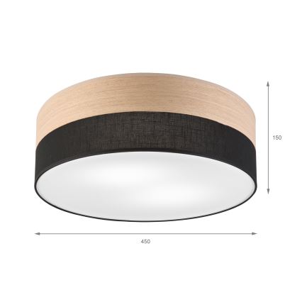 Ceiling light SIRJA WOOD 2xE27/15W/230V d. 45 cm black/oak
