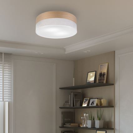 Ceiling light SIRJA WOOD 2xE27/15W/230V d. 45 cm white/oak