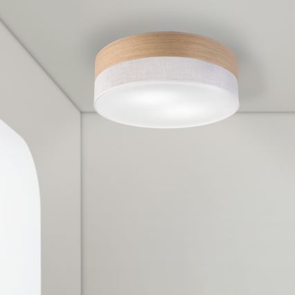 Ceiling light SIRJA WOOD 2xE27/15W/230V d. 45 cm white/oak