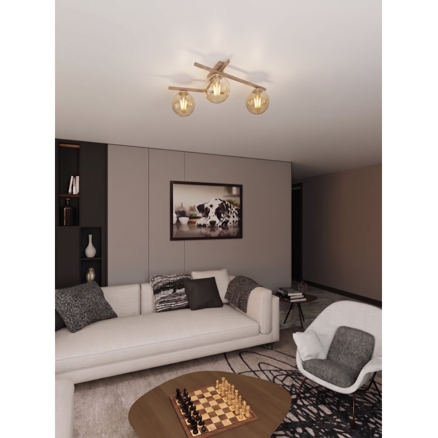Ceiling light SMART 3xE14/10W/230V beige/smoked beige