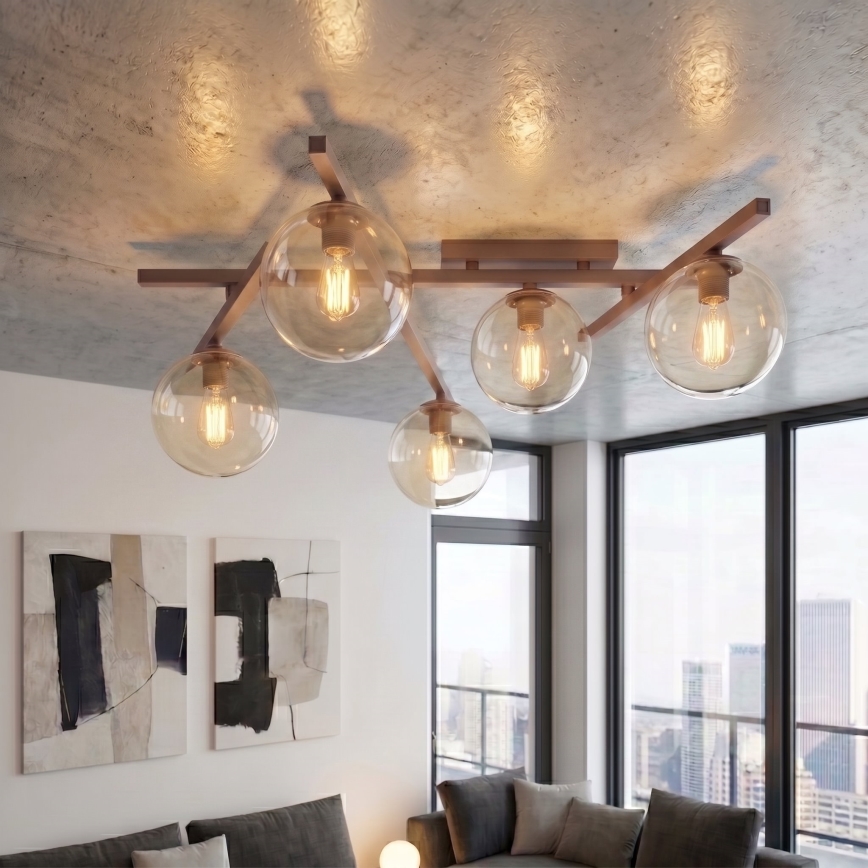 Ceiling light SMART 5xE14/10W/230V beige/smoky beige