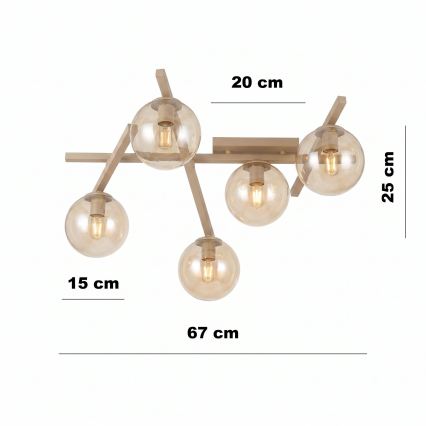 Ceiling light SMART 5xE14/10W/230V beige/smoky beige