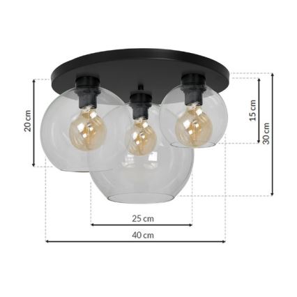 Ceiling light SOFIA 3xE27/60W/230V clear