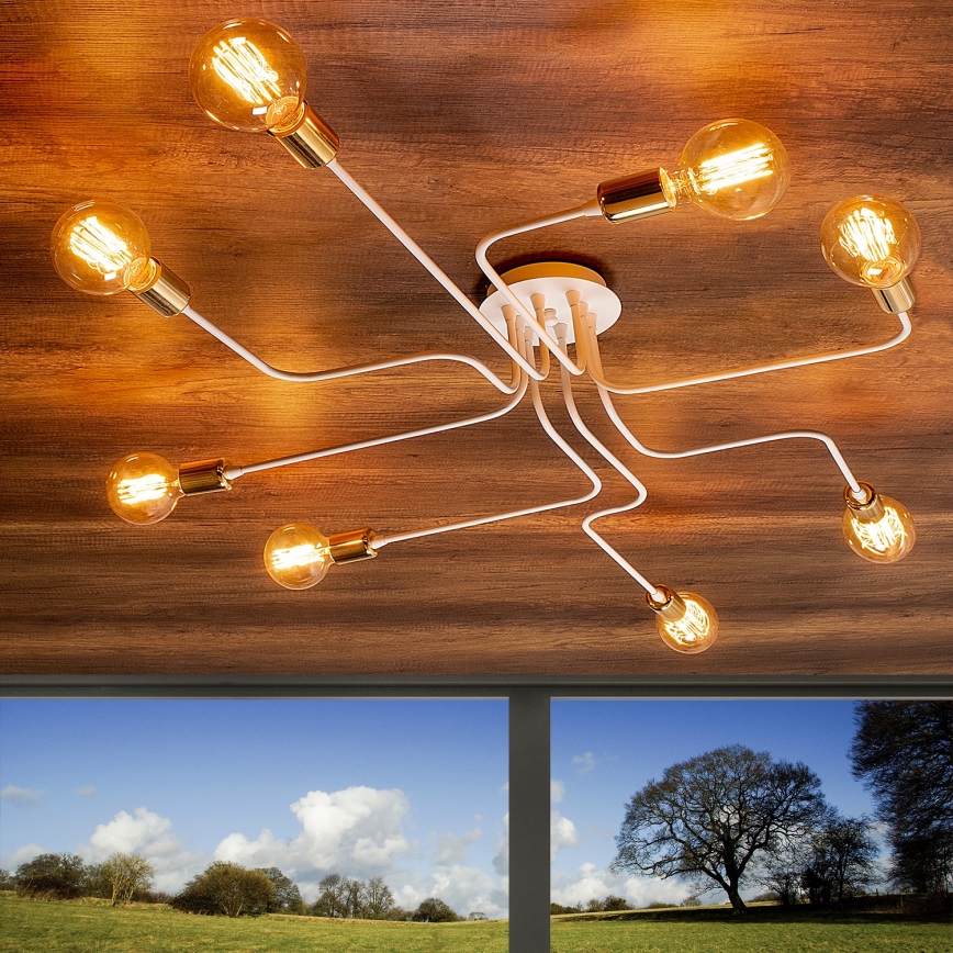 Ceiling light TRUVA 8xE27/40W/230V white/gold