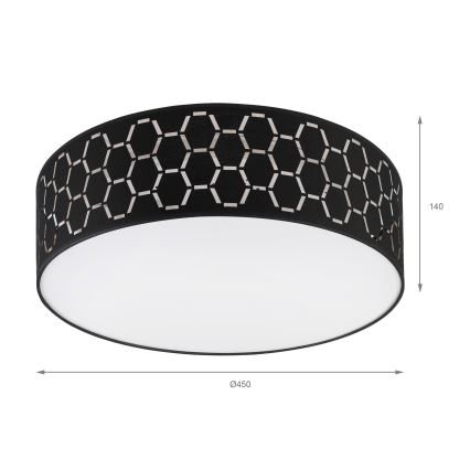 Ceiling light ULLE 2xE27/15W/230V Ø 45 cm black