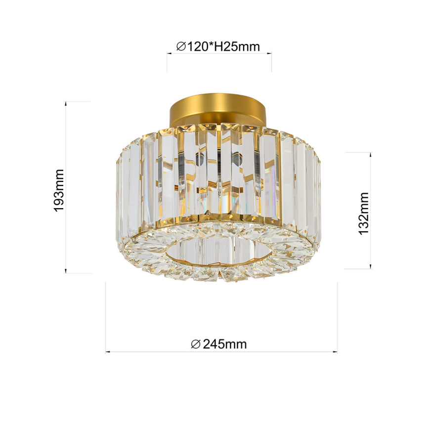 Ceiling light VETRO 1xE27/15W/230V Ø 24.5 cm gold