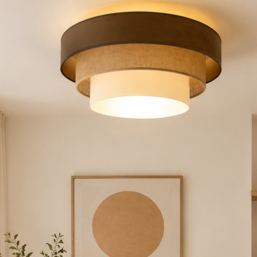 Ceiling light WENTA 1xE27/60W/230V Ø 50 cm brown/jute/beige