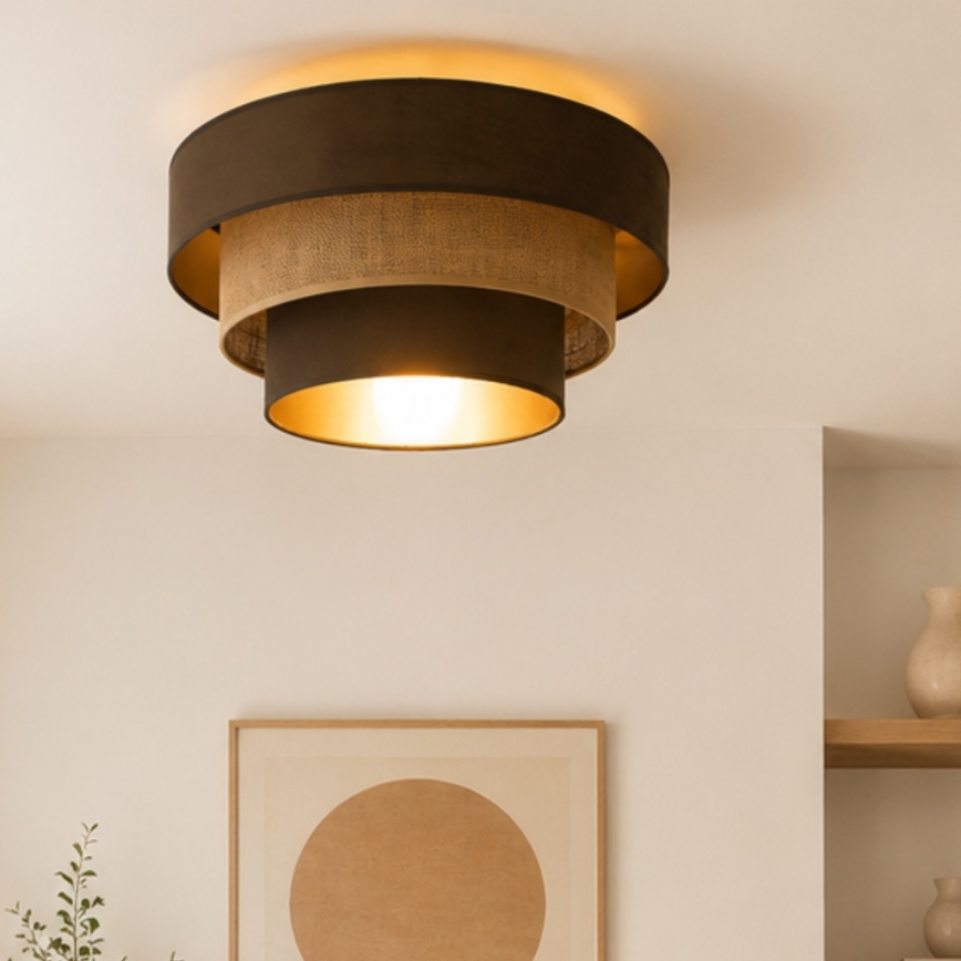 Ceiling light WENTA 1xE27/60W/230V Ø 50 cm brown/jute
