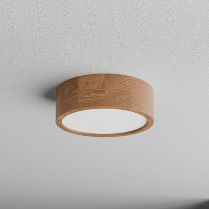 CLEO ceiling light with motion and dusk sensor, 2xE27/24W/230V, dia. 27.5 cm, oak