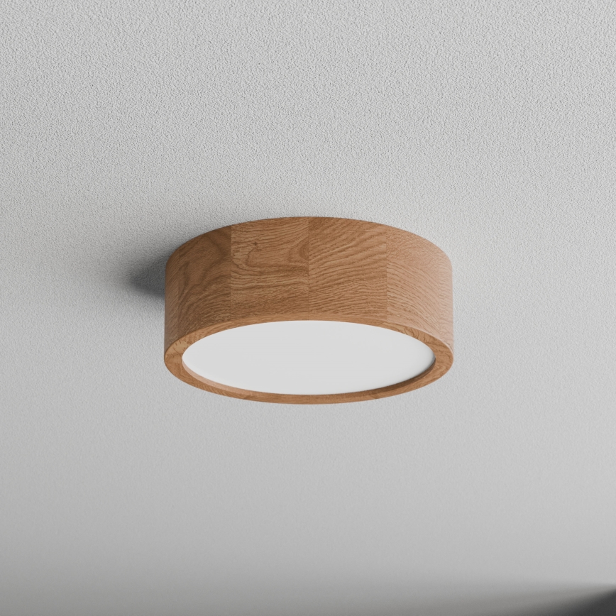 CLEO ceiling light with motion and dusk sensor, 2xE27/24W/230V, dia. 27.5 cm, oak