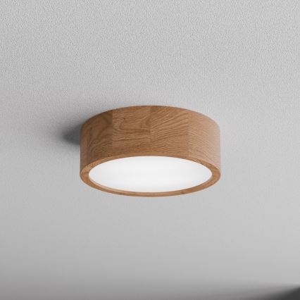 CLEO ceiling light with motion and dusk sensor, 2xE27/24W/230V, dia. 27.5 cm, oak