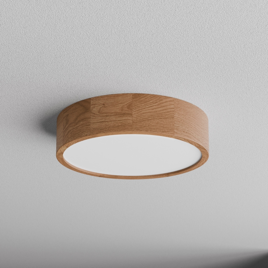 Ceiling light with sensor CLEO, 3× E27 / 24 W / 230 V, Ø 37.5 cm, Oak