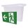 Ceiling-mounted emergency lighting sign with pictograms