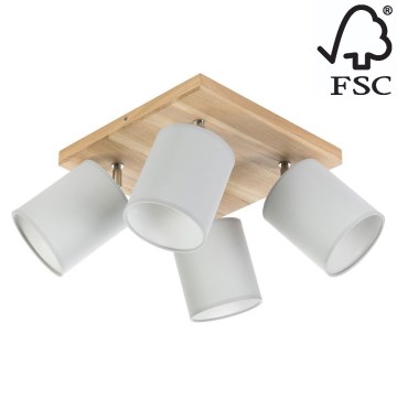Ceiling spotlight APRILLIA 4xE27/25W/230V pine/grey - FSC certified