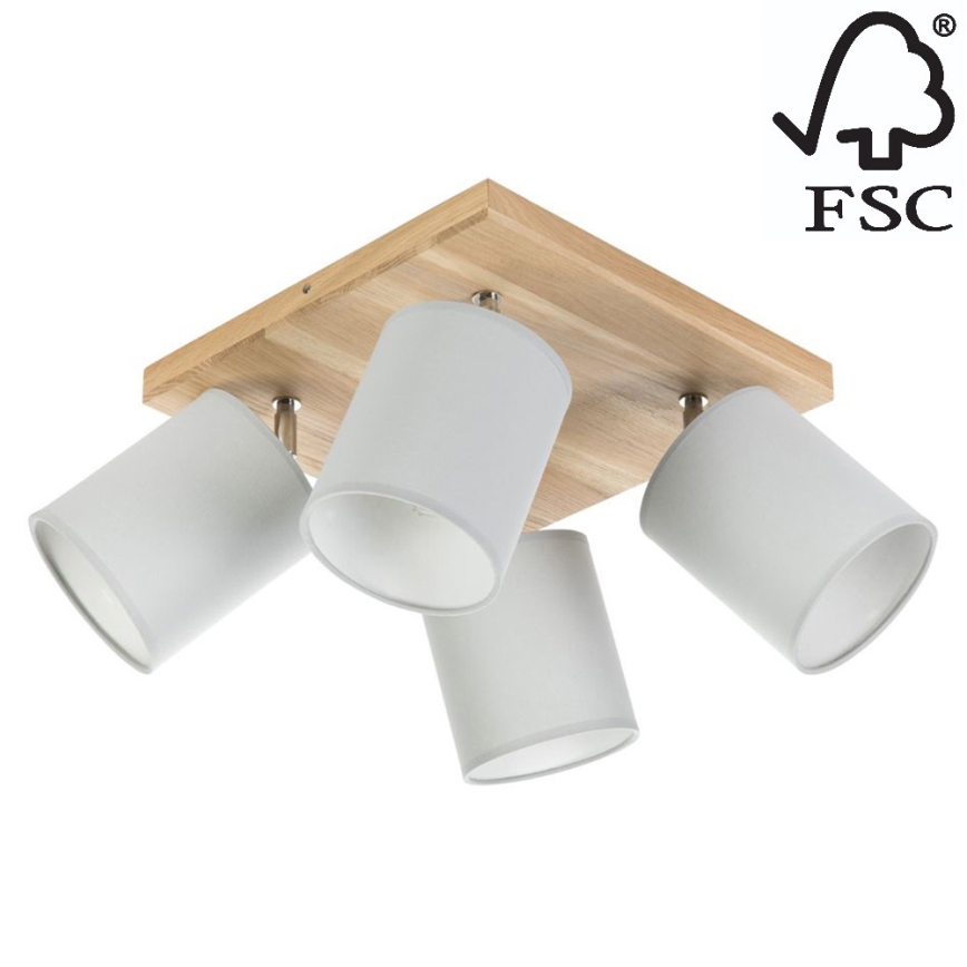 Ceiling spotlight APRILLIA 4xE27/25W/230V pine/grey - FSC certified