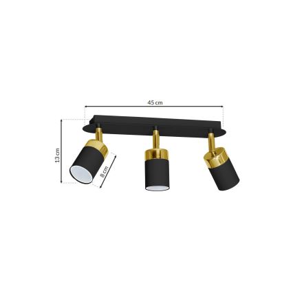 Ceiling spotlight JOKER 3xGU10/25W/230V black