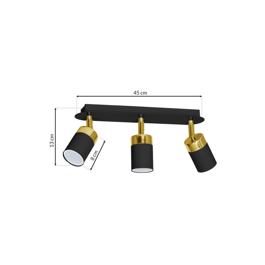 Ceiling spotlight JOKER 3xGU10/25W/230V black