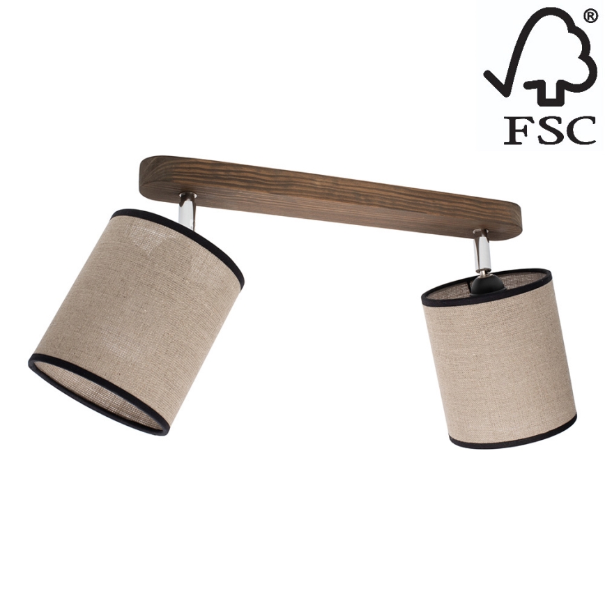 Ceiling spotlight NEGRO 2xE27/25W/230V pine - FSC certified