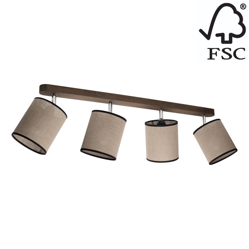 Ceiling spotlight NEGRO 4xE27/25W/230V pine - FSC certified