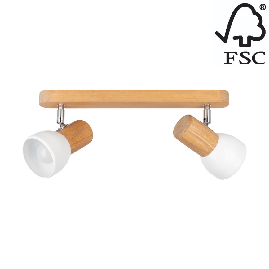 Ceiling spotlight NEL 2xE27/15W/230V pine - FSC certified