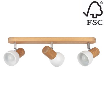 Ceiling spotlight NEL 3xE27/15W/230V pine - FSC certified