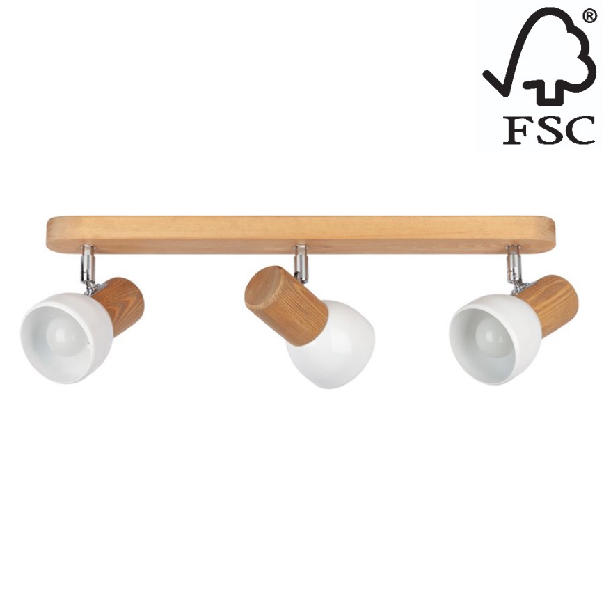 Ceiling spotlight NEL 3xE27/15W/230V pine - FSC certified
