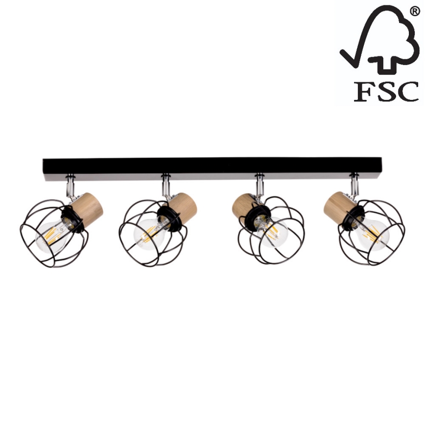 Ceiling spotlight PHIPHI 4xE27/60W/230V oak - FSC certified
